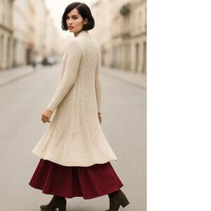 Vintage Lagenlook Long Flare Open Cardigan Sweater Made in Canada A BEAUTY! L XL